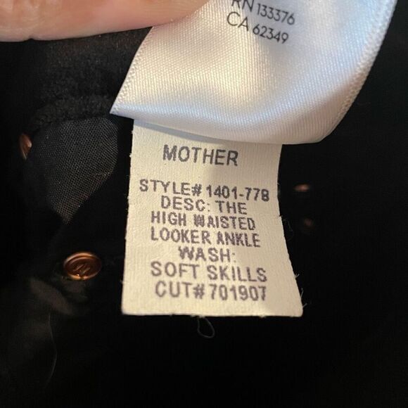 Mother Womens Ankle Velvet High Waisted Looker Pants 25 Black Grunge Skinny Leg - Picture 10 of 10